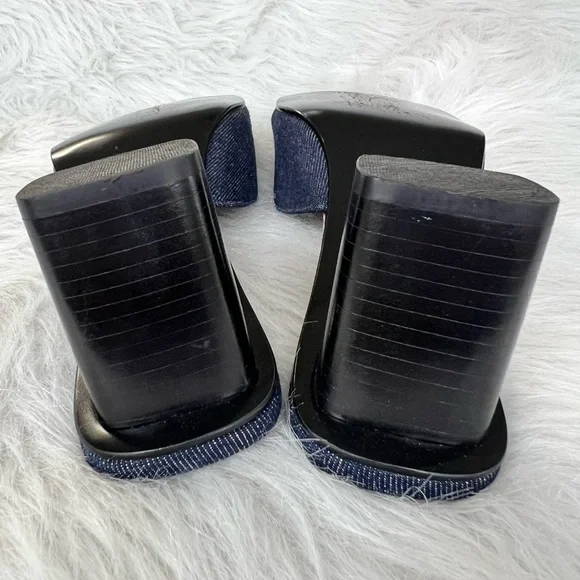 Mia Skylar denim cross-stitch square toe mules - Picture 8 of 8